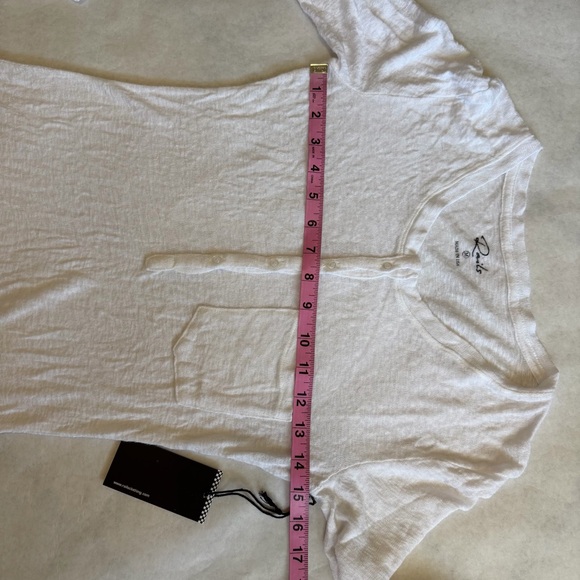 New Rails White Long Sleeve Henley Top V-Neck Made In USA Shirt Lightweight D - Picture 8 of 13